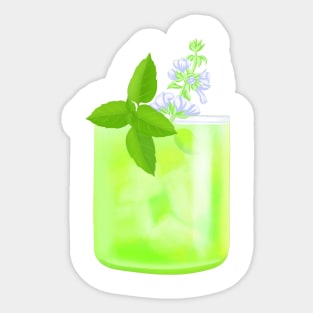 Mojito, green cocktail with ice, mint Sticker